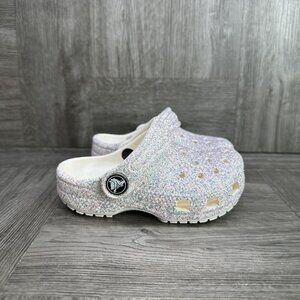 CROCS Classic White Glittered Infant size 7 Clogs